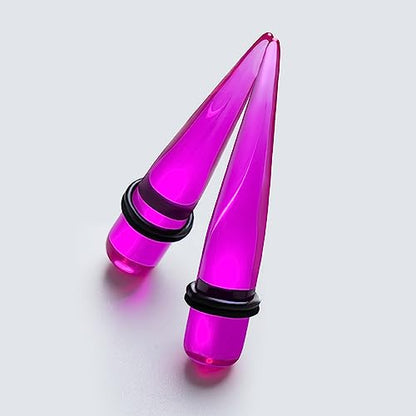 50 Pcs Ear Gauges Stretching Kit 14G-00G | Acrylic Tapers and Plugs Silicone Tunnels, Gauge Expanders Stretching Kit, Piercing Earring Jewelry for Men and Women - color: Purple