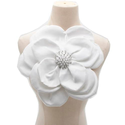 Large Plated Fabric Brooches Lapel Pins Chiffon Fabric Applique Brooches Big Flower Brooch Pin for Women Wedding Part Dance Clothes Accessories Jewelry