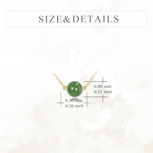KECHO 14K Real Gold Beads Pendant Necklace Solid Yellow Gold Jewelry Anniversary Birthday Gifts for Women - color: Green Jade 1