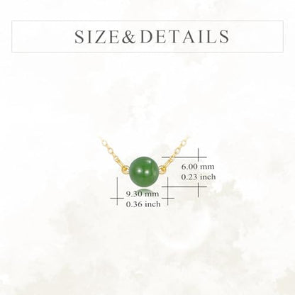 KECHO 14K Real Gold Beads Pendant Necklace Solid Yellow Gold Jewelry Anniversary Birthday Gifts for Women - color: Green Jade 1