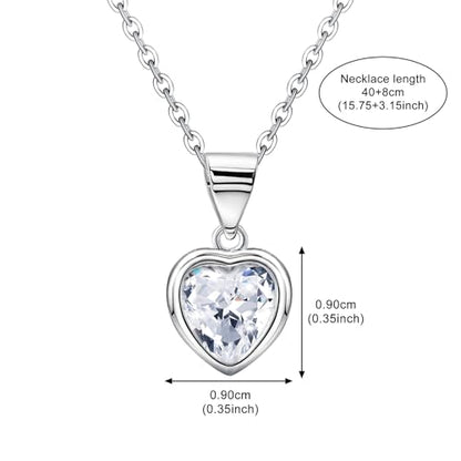 Heart Necklace for Women - Sterling Silver Small Love Heart-Shaped Pendant Necklace Hypoallergenic Cubic Zirconia Adjustable Charm Necklaces Gifts for Her