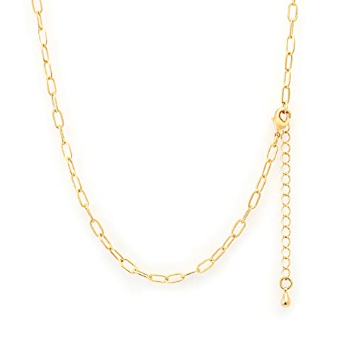 14K Gold Plated Paper Clip Chain Link Necklace Satellite Chain Necklace for Women - color: Dainty Paperclip Necklace