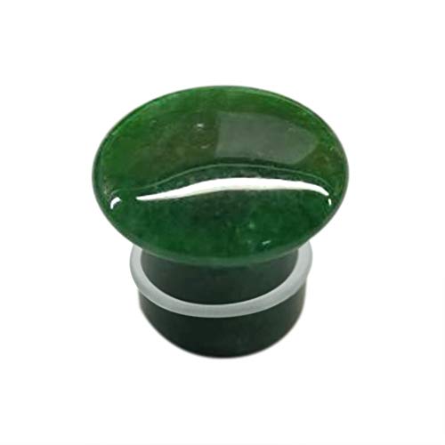 Pair of Green Jade Single Flare Stone Ear Plugs Silicone O-Ring Expander synthetic Gauges 8ga - 1 inch E617 - style: 4 Gauge(5mm)