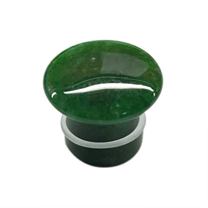 Pair of Green Jade Single Flare Stone Ear Plugs Silicone O-Ring Expander synthetic Gauges 8ga - 1 inch E617 - style: 9/16 Inch(14mm)