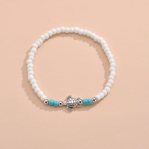 Boho Turtle Anklet Beaded Anklet Bracelet Fashion Beaded Foot Jewelry Anklets for Women, in, Black