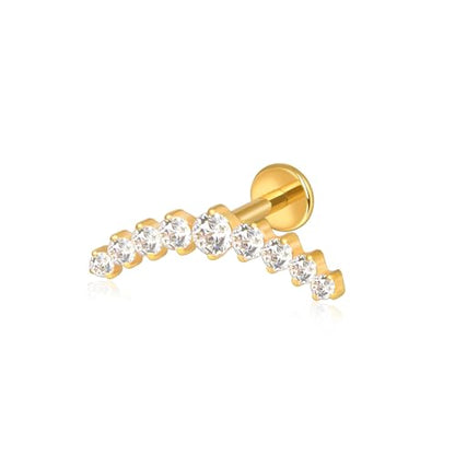 Lantine G23 Titanium Helix Piercing Jewelry Opal 16g Flat Back Stud Earrings Climber Labret Cartilage Tragus Daith Piercing Jewelry - color: 9 Cz-Gold, size: 16g 8mm