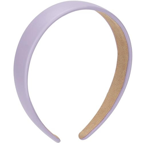WantGor 1 Inch PU Leather Headband, Wide Padded Hairband Fashion Hair Bands | Cute Womens Headbands Holiday DIY Hair Accessories (Purple) - color: Purple