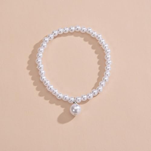 Boho Pearl Anklet Bracelet Handmade Pearl Ankle Bracelet Pearl Charm Foot Jewelry for Women and Girls, 7, silver