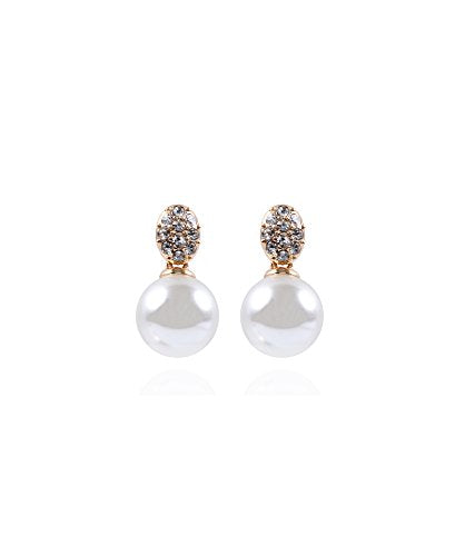 Anne Klein Women's Pearl Stud Earrings, Layered Statement Fashion Jewelry for Everyday and Evening Wear - color: Post Drop