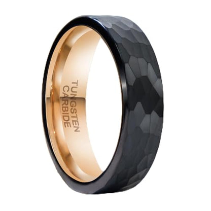 SX.man&sog Tungsten Carbide Rings for Men or Women,Stereoscopic Polygon Wedding Band for Men and Women Exchanging to Witness Each other's Loyal Love - color: Black & Hammered - 6m
