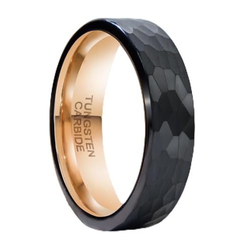 SX.man&sog Tungsten Carbide Rings for Men or Women,Stereoscopic Polygon Wedding Band for Men and Women Exchanging to Witness Each other's Loyal Love - color: Black & Hammered - 6m