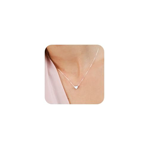 BAYLAY Heart Necklace for Women Girls, 18K Gold Plated Heart Pendant Charm Necklace Dainty Gold Necklace for Women Gold Jewelry Gifts for Mom Grandma Wife - color: Silver, style: Silver - Cute Heart