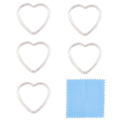 Elecrelive 5pcs 925 Sterling Silver Heart Charms Love Heart Bezel Frame Hollow Link Connector Charms for Valentine's Day DIY Bracelet Necklace Earring Making - color: Silver-Heart