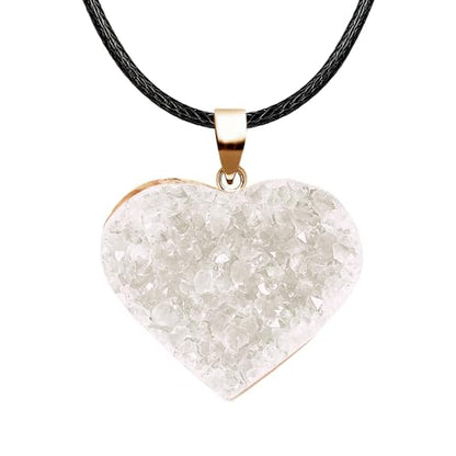 Natural Raw Crystal Necklace for Women Irregular Stone Necklaces Spiritual Gemstone Pendant with Adjustable Rope - color: C-Clear Quartz cluster