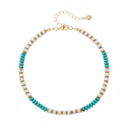XIJIN Natural Stone Beaded Anklets for Women Handmade Beach Boho Turquoise Beads Ankle Bracelet Jewelry Gift for Her - color: A