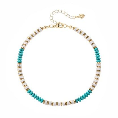 XIJIN Natural Stone Beaded Anklets for Women Handmade Beach Boho Turquoise Beads Ankle Bracelet Jewelry Gift for Her - color: A