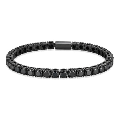 Tennis Bracelet for Men Women 5mm Cubic Zirconia Bracelet Gift | Hypoallergenic Stainless Steel Mens Bracelets, Black/Silver CZ Tennis Bracelet, Classic Bling Hip Hop Jewelry Gift 7.5/8.7in