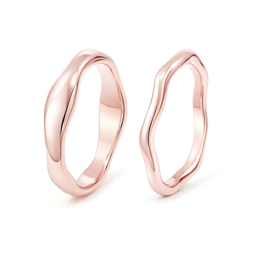 Gold Rings for Women Men Non Tarnish, Waterproof Chunky 14K Gold Plated Dainty Stackable Rings Trendy Statement Pinky Thumb Rings Engagement Eternity Wedding Band Ring Stacking Gold Jewelry Size 3 4 5 6 7 8 9 10 11 - color: Rose Gold, size: 10.5