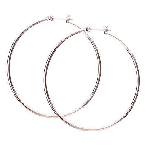 LOKUMI Resin Post Hoop Earrings | Hypoallergenic & Nickel-Free | Made in Japan | Available in 6 sizes and 3 finishes: Silver, 24K Gold, and Pink Gold - color: 50mm 18K pinkgold plated