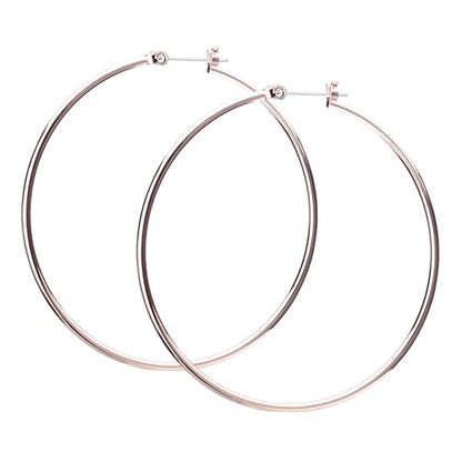 LOKUMI Resin Post Hoop Earrings | Hypoallergenic & Nickel-Free | Made in Japan | Available in 6 sizes and 3 finishes: Silver, 24K Gold, and Pink Gold - color: 50mm 18K pinkgold plated