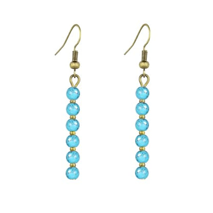 Boho Turquoise Dangle Earrings For Women Trendy,Western Blue Gemstone Drop Earings,Vintage Gothic Ethnic Statement Beach Vacation Long Birthstone Earrings with Leaf Teardrop Turquoise Crystal Tassels,Fashion Jewelry Birthday Gift. - style: A20 Linked Smal