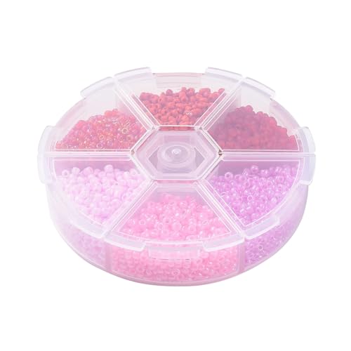 1Box 12/0 Glass Seed Beads 2mm Small Beads Round Loose Spacer Bead for DIY Friendship Bracelet Necklace Earring Summer Jewelry Making Phone Starp Craft Supplies Hole: 1~1.5mm About 600pcs/box Red - color: Red-2mm