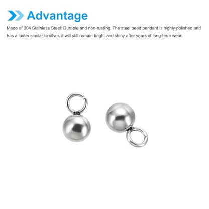 PATIKIL 50pcs Steel Bead Charm, Stainless Steel Ball Bracelet Charm Pendants Metal Round Beads Small Bulk for Jewelry Making - color: Silver Tone, size: 4mm