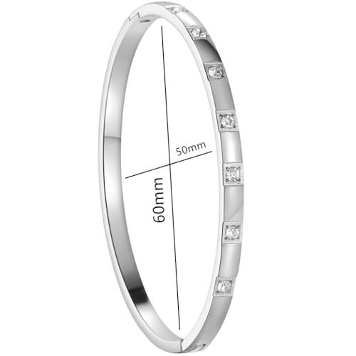 Jude Jewelers 4mm Stainless Steel Cubic Zircon Filled Open Clasp Bangle Bracelet - color: Silver