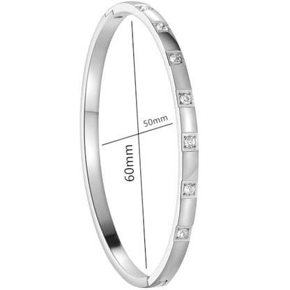 Jude Jewelers 4mm Stainless Steel Cubic Zircon Filled Open Clasp Bangle Bracelet - color: Silver