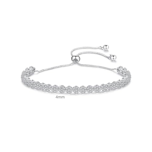 14K Gold Moissanite Tennis Bracelet For Women, D Color VVS1 Brilliant Cut, Adjustable Bracelet, Delicate Valentine's Day Gift - color: Flower Style-1
