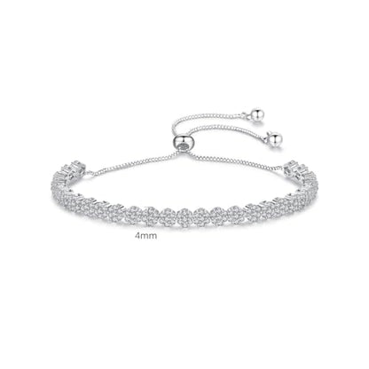 14K Gold Moissanite Tennis Bracelet For Women, D Color VVS1 Brilliant Cut, Adjustable Bracelet, Delicate Valentine's Day Gift - color: Flower Style-1