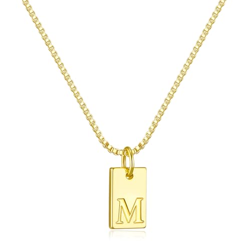 Initial Necklaces for Women 14K Gold Plated Letter Necklace Dainty Waterproof Pendant Necklace Personalized Gifts Trendy Gold Jewelry - color: M