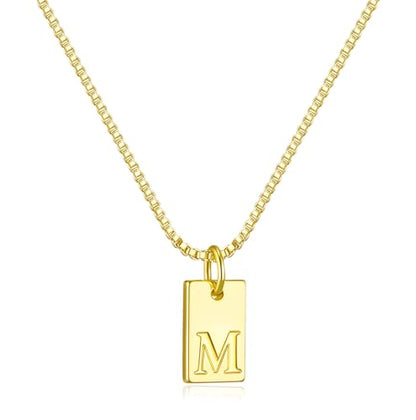 Initial Necklaces for Women 14K Gold Plated Letter Necklace Dainty Waterproof Pendant Necklace Personalized Gifts Trendy Gold Jewelry - color: M