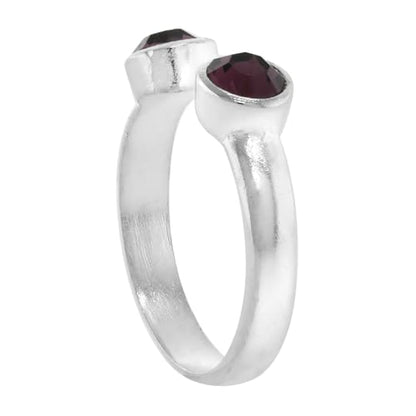 Sterling Silver Birthstone Colors Crystal Toe Ring for Women Open Top Midi Ring Knuckle Ring Adjustable sizes 2 to 4 - style: Amethyst Purple