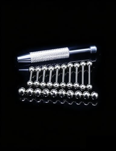 Surgical Stainless Steel Tongue Rings/tongue Piercing Jewelry Set for Women Men, Hypoallergenic Body Jewelry, Silver, 14G 12/14/16/19/22mm, 11Pcs Pack Daily Party Wear