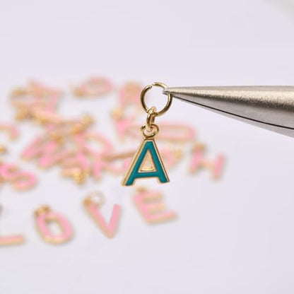 18K Gold Filled A-Z Alphabet Letters Charms,26Pcs Initial A-Z Alphabet Charms,Bracelet Necklace Earrings Charms for DIY Jewelry Making - color: Green