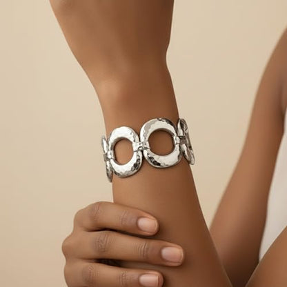 Chunky Gold Bangles Bracelet for Women Trendy Statement Bracelet Dainty Charm Gold Jewelry - color: Ellipse Bracelets-SL