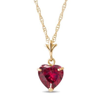 Galaxy Gold GG 14K Yellow Gold 1.45 Carat Natural Ruby Pendant Necklace - July Birthstone - Passion & Protection - 16" to 24" - Fine Jewelry for Women