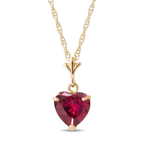 Galaxy Gold GG 14K Yellow Gold 1.45 Carat Natural Ruby Pendant Necklace - July Birthstone - Passion & Protection - 16" to 24" - Fine Jewelry for Women
