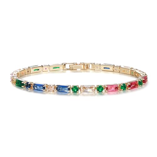 FANZE Gold Plated Cubic Zirconia Tennis Bracelets for Women Dainty Trendy Adjustable Bracelet Jewelry Gift for Ladies Wedding Mother Birthday Anniversary - style: Style 8A
