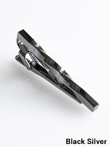 [TAVARAT] Tie Clip Tie Clips for Men twist type Black Silver Tie Bar Tie Pin Tps-077 - style: black silver