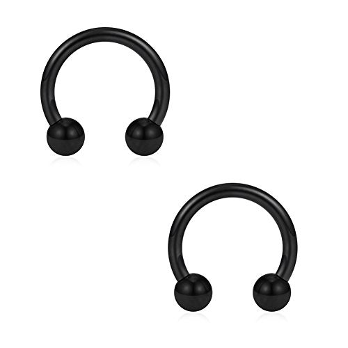 SCERRING 12PCS 10-14mm Stainless Steel Nose Horseshoe Hoop Rings Eyebrow Lip Ear Tragus Septum Piercing Hanger Retainer 16G 14G 12G - style: 14G - Inner Dia. 10mm