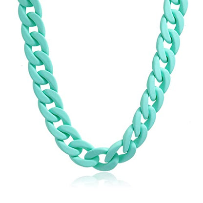 Fashion Multicolor Acrylic Figaro Chain Necklace Cuban Thick Chunky Resin Link Curb Chain Necklace for Women Girl Party Festival Jewelry - color: B green