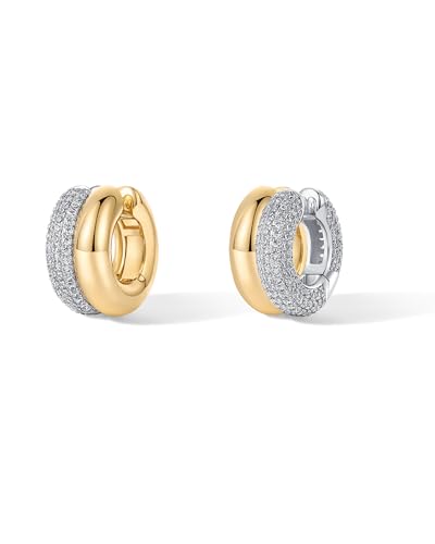 PAVOI 14K Gold Plated Chunky Tubular Hinged Earscape Ear Cuffs for Women - style: Double CZ