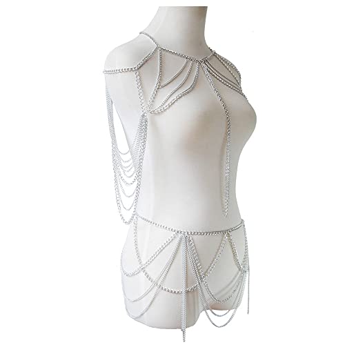 Sexy Body Chain Set Layered Necklace Bra Waist Chain Summer Fashion Bohemian Jewelry Suit for Beach Party Holidy