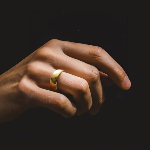 King Will Men's Women's Tungsten Carbide Ring 24k Gold Plated Rose Gold Plated Domed Polished Finish Wedding Band | Gold/Rose Gold, 1.5mm/2mm/4mm/6mm/8mm, Polished, Everyday Wear - color: Gold 8mm