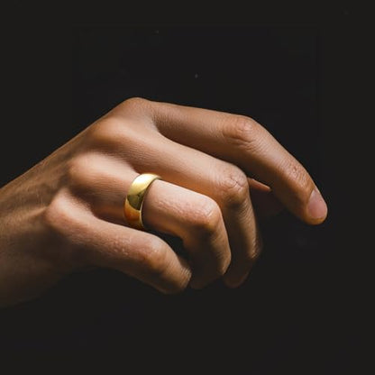 King Will Men's Women's Tungsten Carbide Ring 24k Gold Plated Rose Gold Plated Domed Polished Finish Wedding Band | Gold/Rose Gold, 1.5mm/2mm/4mm/6mm/8mm, Polished, Everyday Wear - color: Gold 8mm