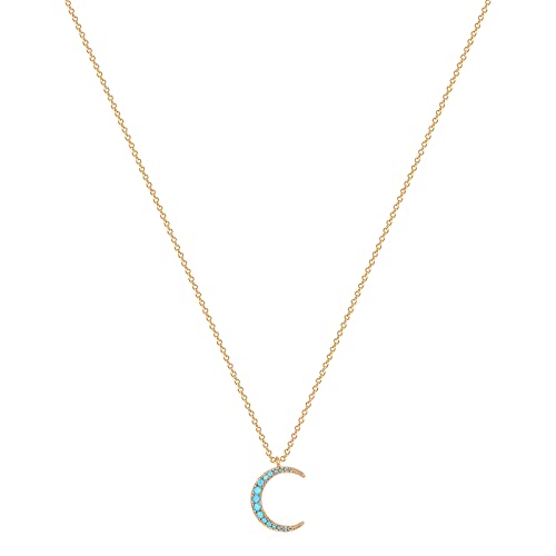 MTMY Gold Moon Pendant Necklace for Women,14K Gold Plated Dainty Chain Crescent Moon Sun Star Necklace Jewelry - style: turquoise moon