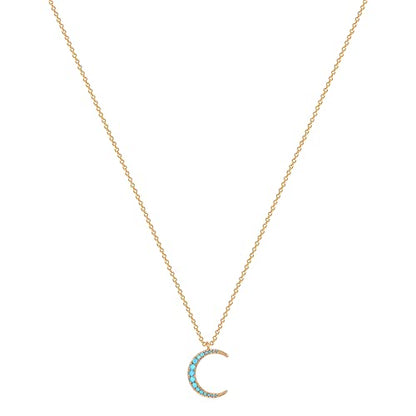MTMY Gold Moon Pendant Necklace for Women,14K Gold Plated Dainty Chain Crescent Moon Sun Star Necklace Jewelry - style: turquoise moon