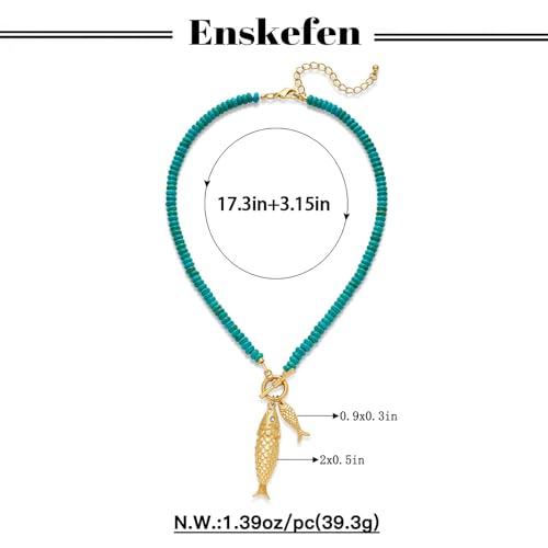 Shell Necklaces for Women Trend Boho Scarf Necklaces Ocean Mermaid Conch Seashell Necklace Summer Gold Fish Necklace Fashion Beach Jewelry - color: Fish necklace